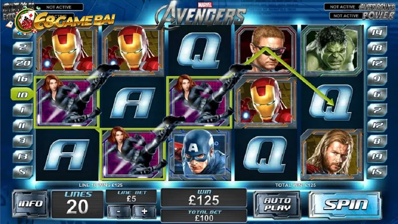 Giới thiệu slot game Avengers 68 game bài